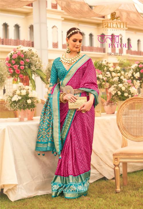 Buy Pink Silk Festival Wear Patola Saree Online From Wholesale Salwar.